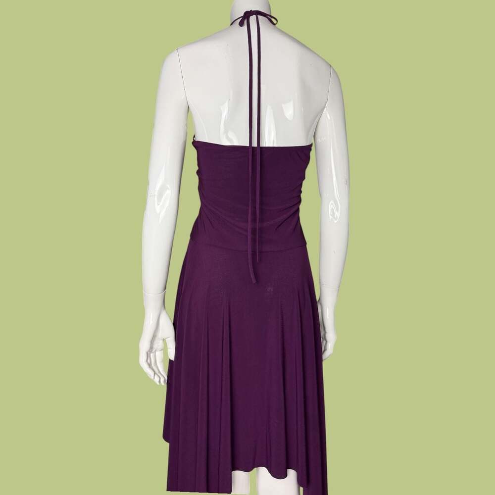 Vintage Y2K Plum Purple Ruched Asymmetrical Hem Clubbing Dress